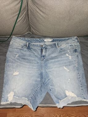 torrid Light Blue Distressed Denim Jean Shorts